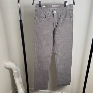 New with Tags Kid's Gap Straight Leg School Cotton Corduroy Gray Pants Size 14